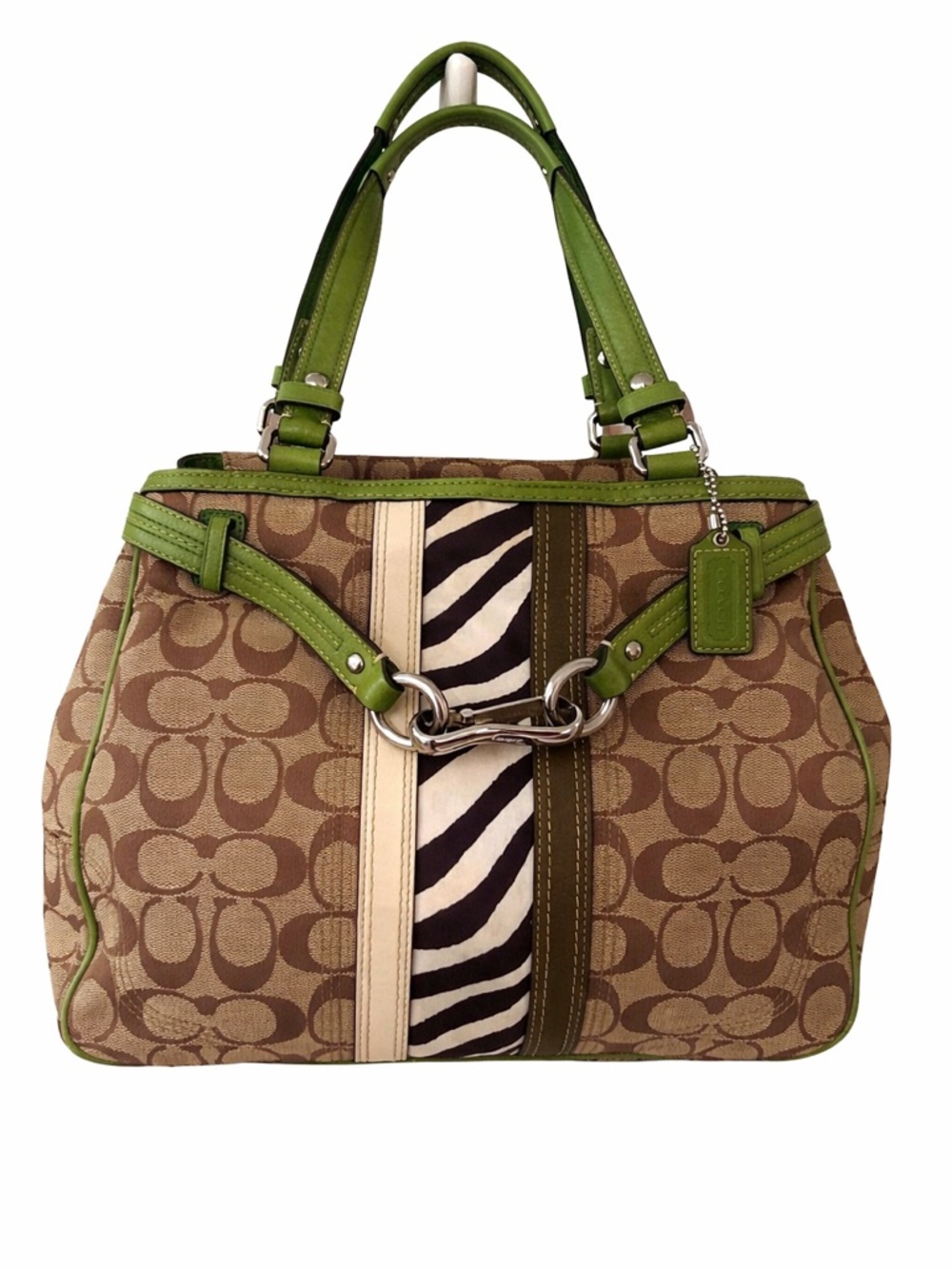 Vintage Y2K Coach Hampton Nancy Zebra Stripe Tote